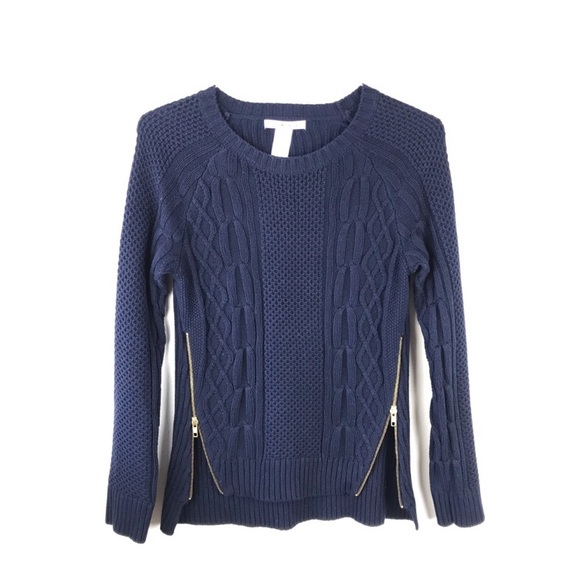 CABI Cable Knit Crew Neck Zipper Pullover Sweater - Picture 5 of 8